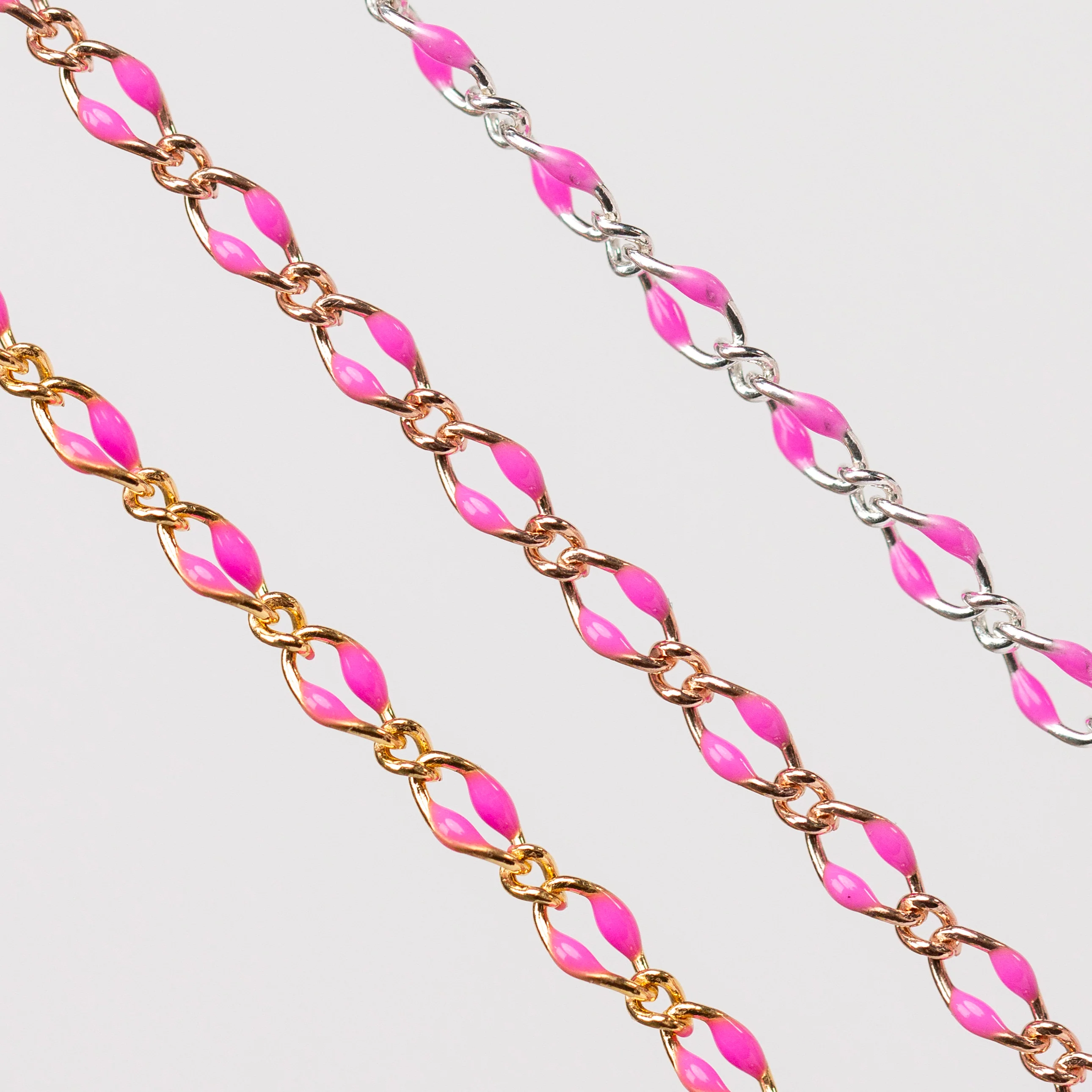 Jasmine Permanent Jewelry Chain, Figaro Design with Enamel Beads, Available in Silver and Gold Options - Image 4