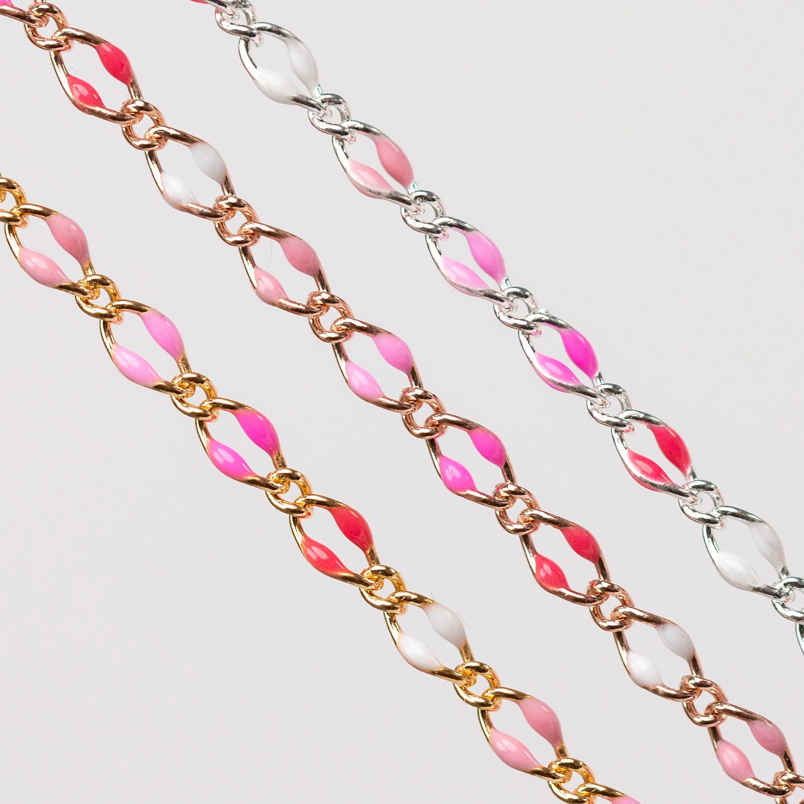 Jasmine Permanent Jewelry Chain, Figaro Design with Enamel Beads, Available in Silver and Gold Options - Image 9