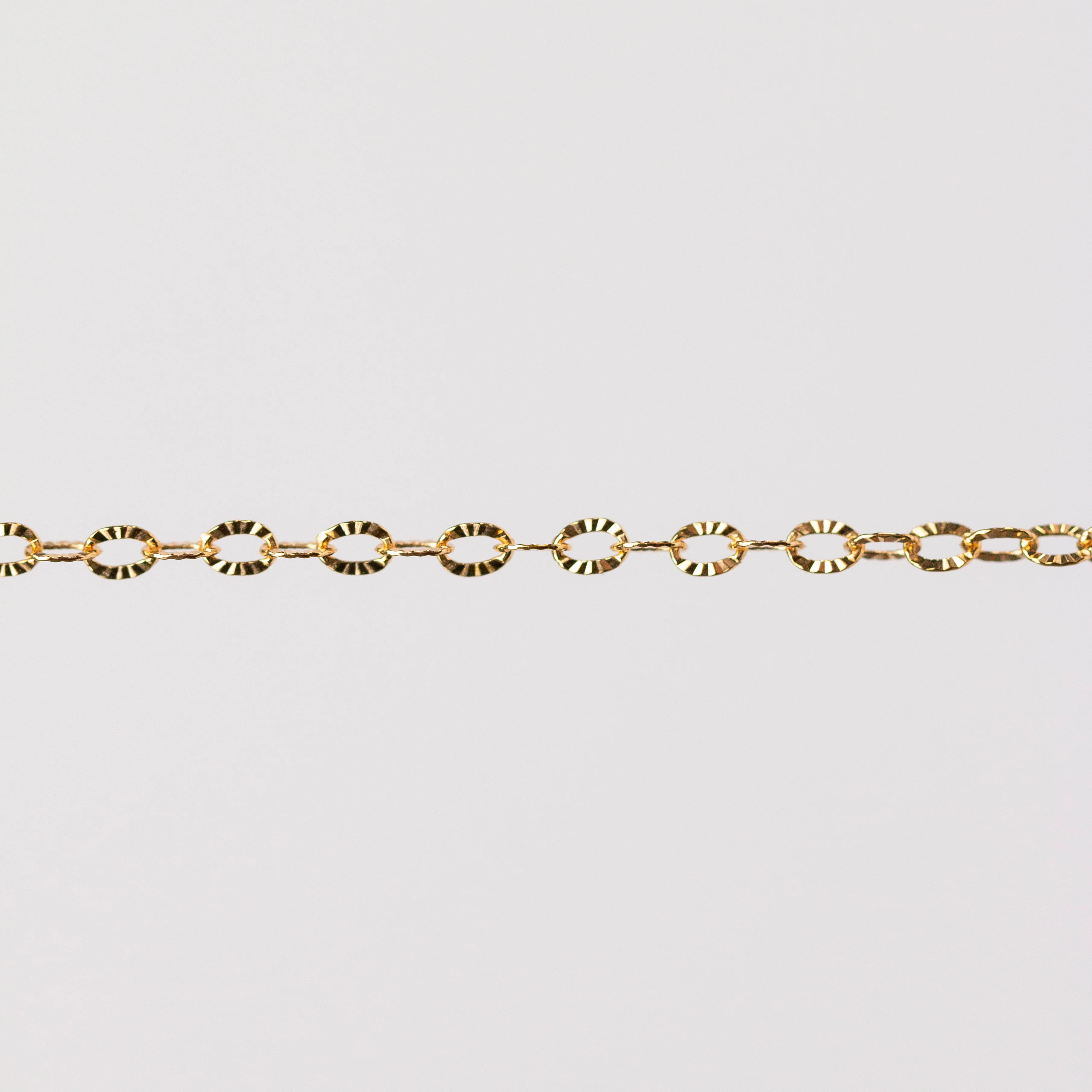 Kate Permanent Jewelry Chain, Cable Design, Hammered Starburst Oval Links, Available in Gold Filled and Silver - Image 3