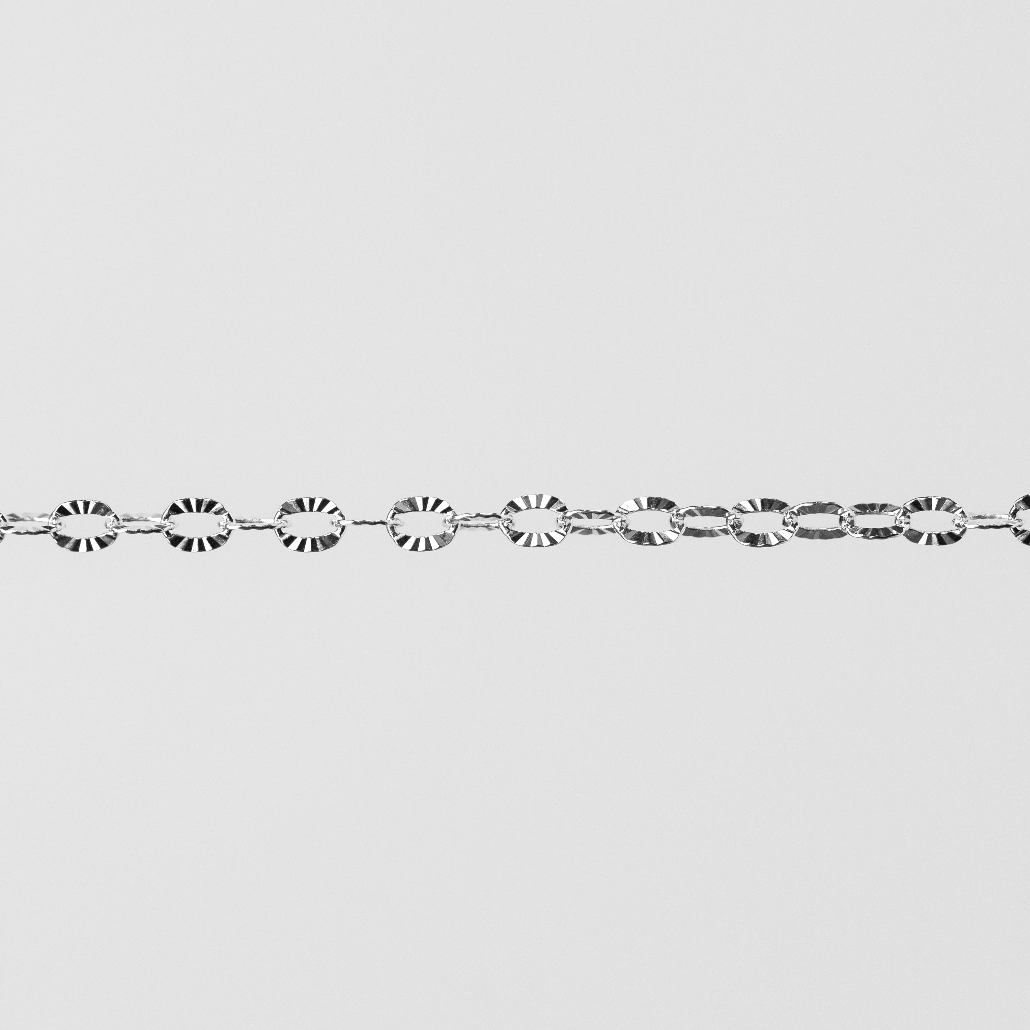 Kate Permanent Jewelry Chain, Cable Design, Hammered Starburst Oval Links, Available in Gold Filled and Silver - Image 6